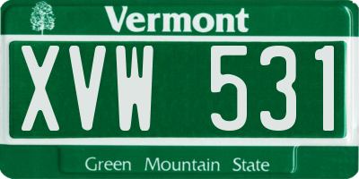VT license plate XVW531