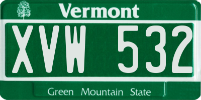 VT license plate XVW532