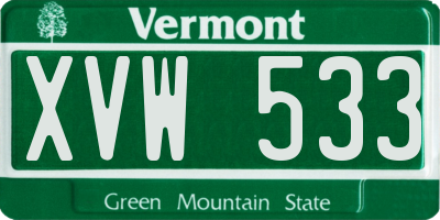 VT license plate XVW533