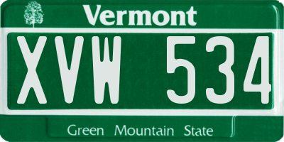 VT license plate XVW534