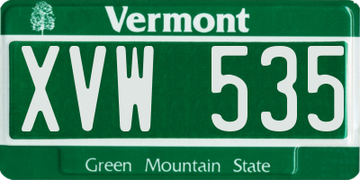 VT license plate XVW535
