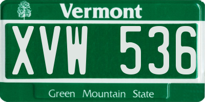 VT license plate XVW536