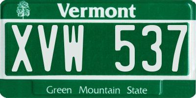 VT license plate XVW537
