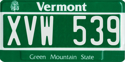 VT license plate XVW539