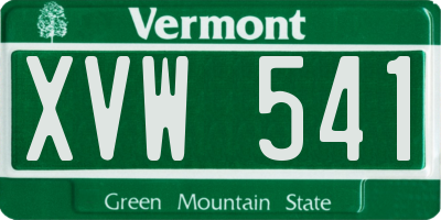 VT license plate XVW541