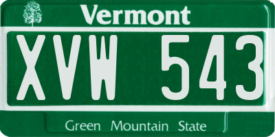 VT license plate XVW543