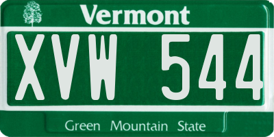 VT license plate XVW544