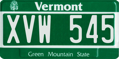 VT license plate XVW545
