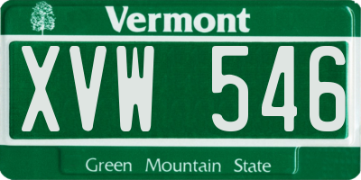 VT license plate XVW546