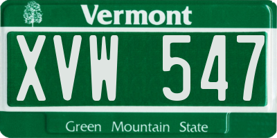 VT license plate XVW547
