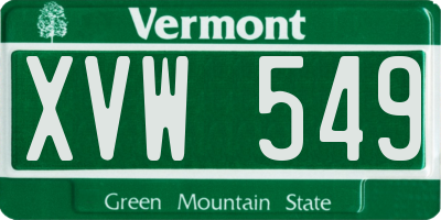 VT license plate XVW549