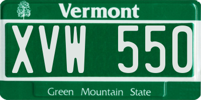 VT license plate XVW550