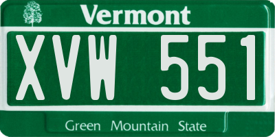 VT license plate XVW551