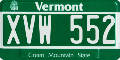 VT license plate XVW552