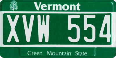 VT license plate XVW554