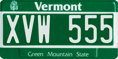 VT license plate XVW555