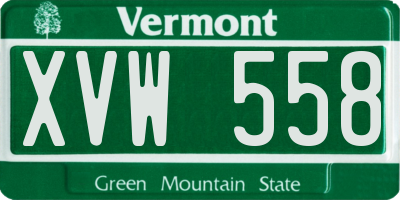 VT license plate XVW558