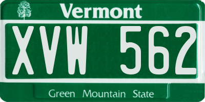 VT license plate XVW562