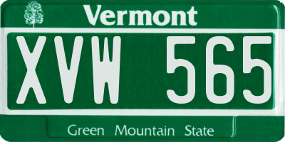 VT license plate XVW565