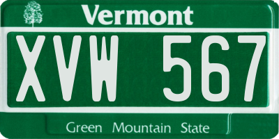 VT license plate XVW567