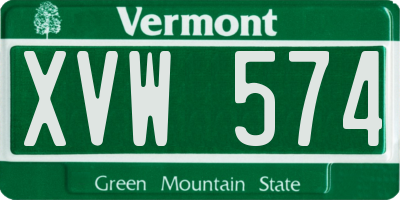 VT license plate XVW574