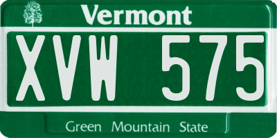 VT license plate XVW575