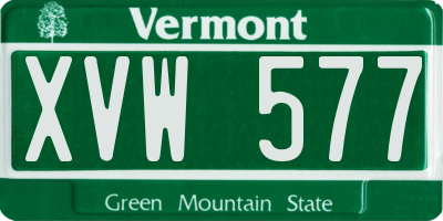 VT license plate XVW577