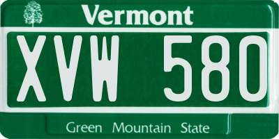VT license plate XVW580