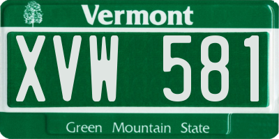 VT license plate XVW581