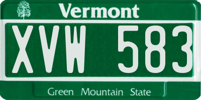 VT license plate XVW583