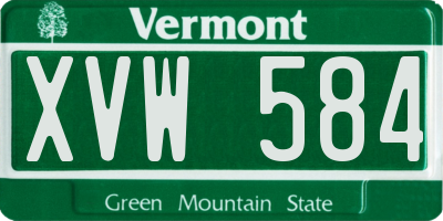 VT license plate XVW584