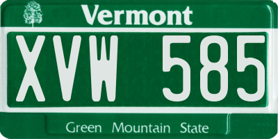 VT license plate XVW585