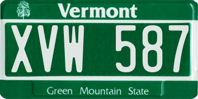 VT license plate XVW587