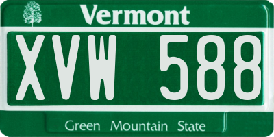 VT license plate XVW588