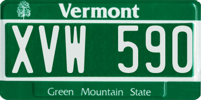 VT license plate XVW590