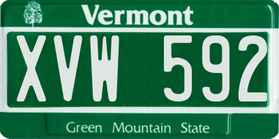 VT license plate XVW592