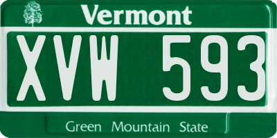 VT license plate XVW593