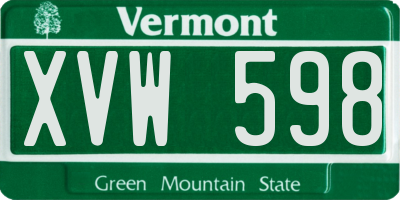 VT license plate XVW598