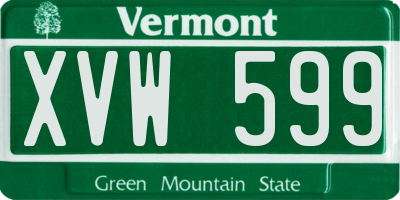 VT license plate XVW599