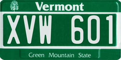 VT license plate XVW601