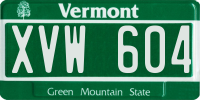 VT license plate XVW604