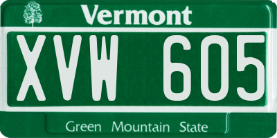 VT license plate XVW605
