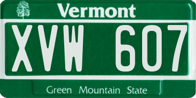 VT license plate XVW607
