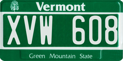 VT license plate XVW608