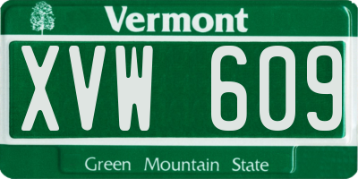 VT license plate XVW609