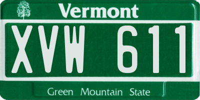 VT license plate XVW611