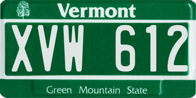 VT license plate XVW612