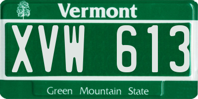 VT license plate XVW613
