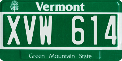 VT license plate XVW614