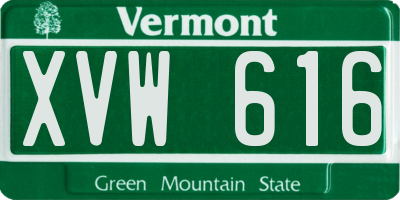 VT license plate XVW616